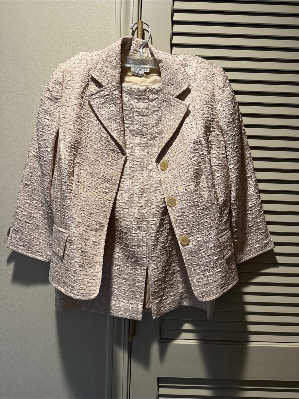 Maggy London Light Pink Textured Blazer with Buttons